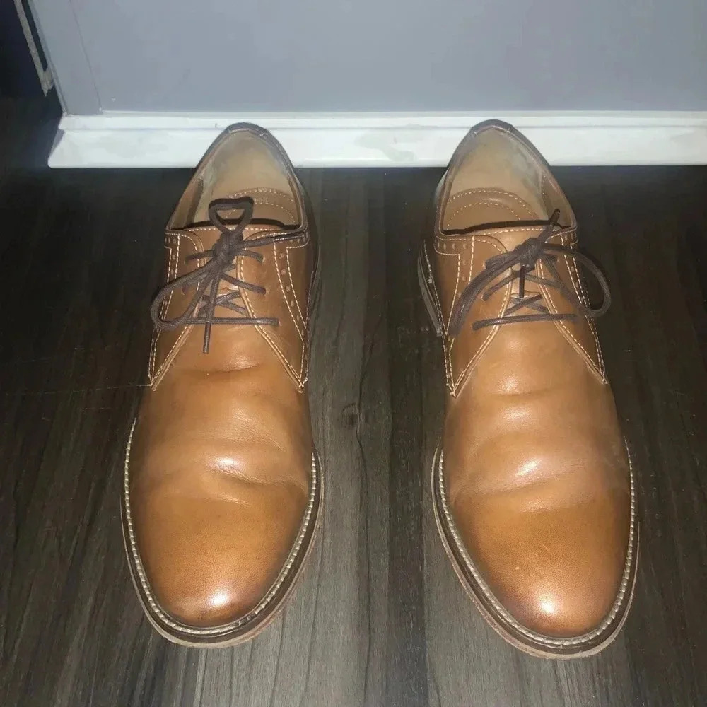 J. Murphy by Johnston & Murphy Cognac Brown Lace Up Oxford Shoes Size 8